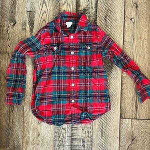 J.Crew Crewcuts Red and Green Button Down Shirt Flannel | 6-7